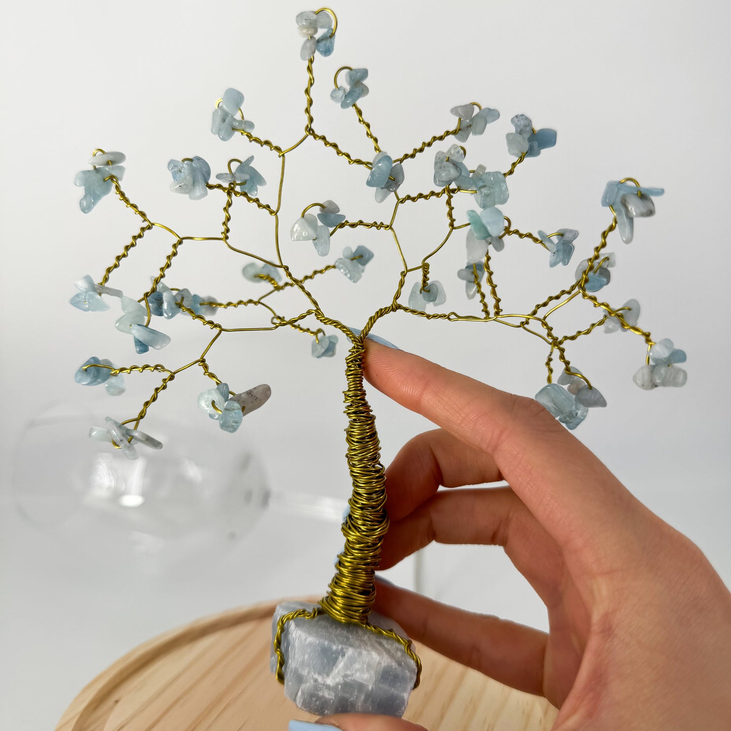 Edelsteinbaum Aquamarine & Blauer Calcit