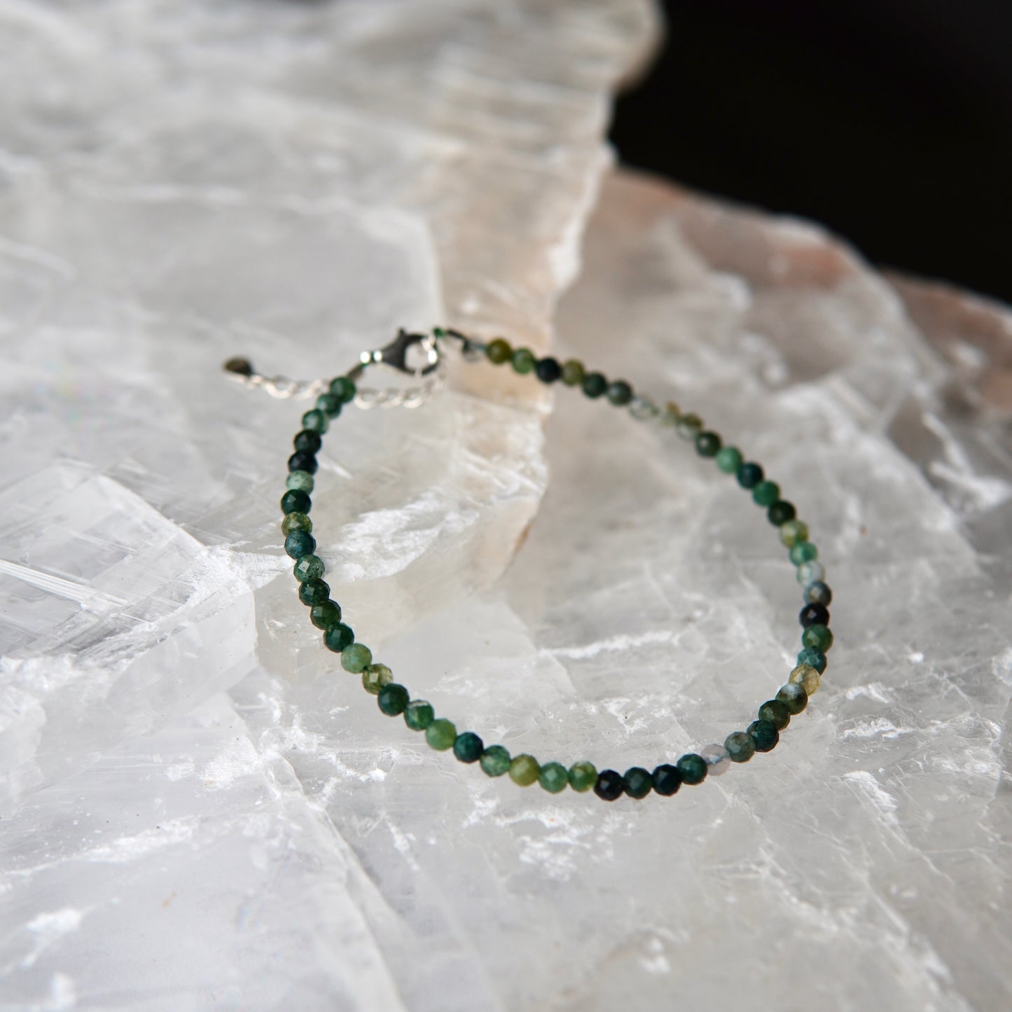 Moosachat Armband mit Verschluss - Facetttiert