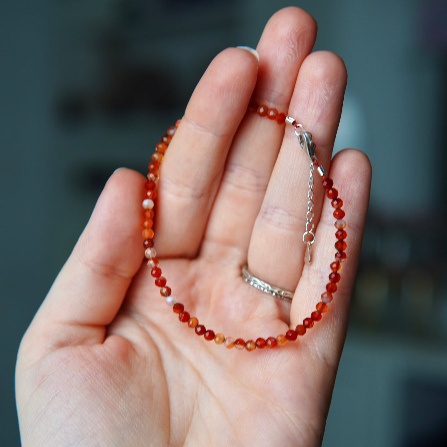 Karneol Armband mit Verschluss - Facetttiert