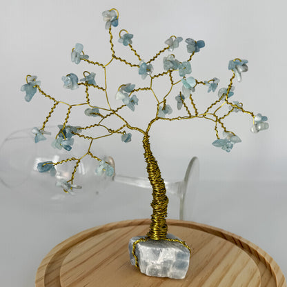 Edelsteinbaum Aquamarine & Blauer Calcit