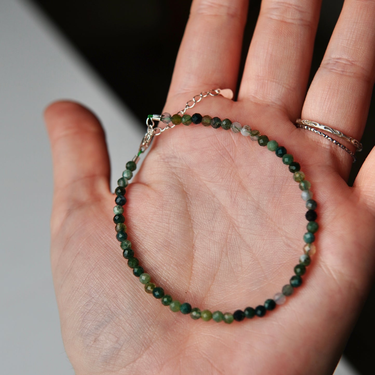 Moosachat Armband mit Verschluss - Facetttiert
