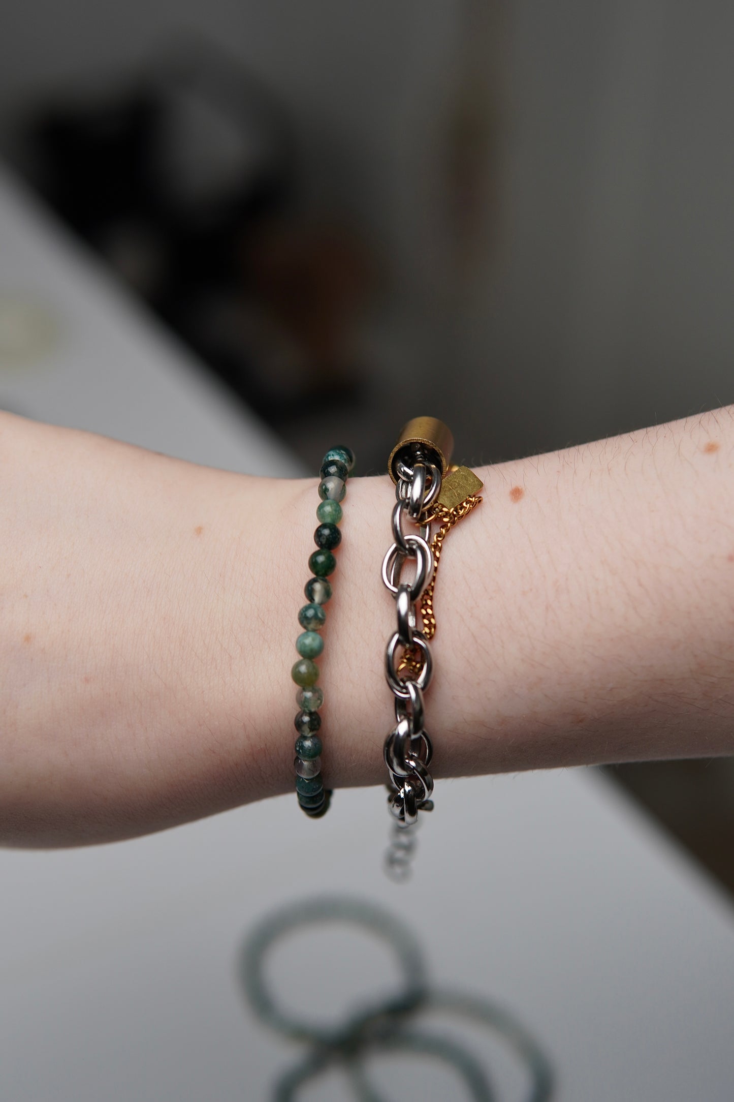Kugelarmband Moosachat