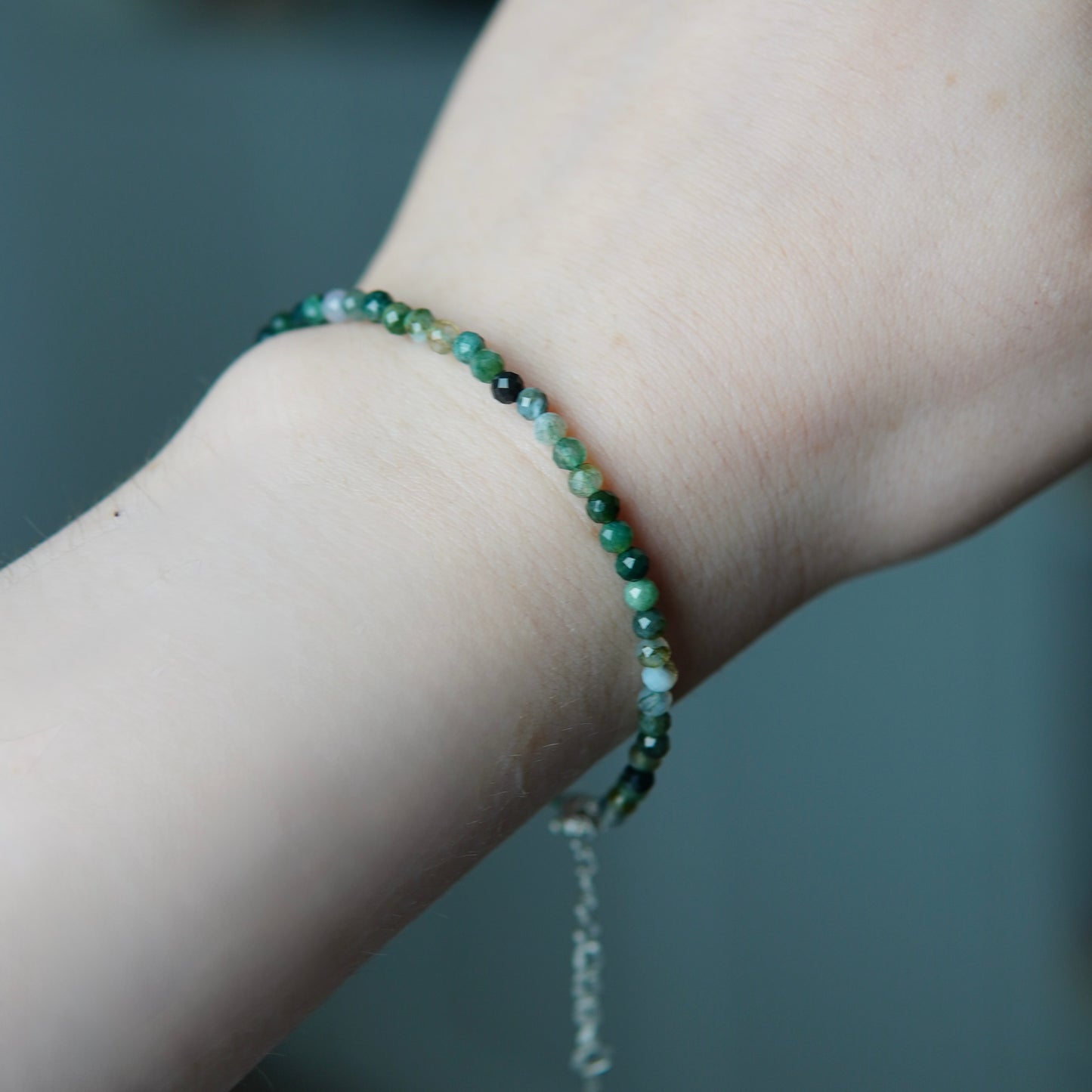 Moosachat Armband mit Verschluss - Facetttiert