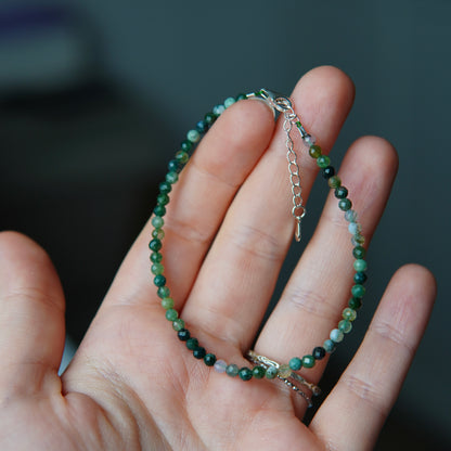 Moosachat Armband mit Verschluss - Facetttiert