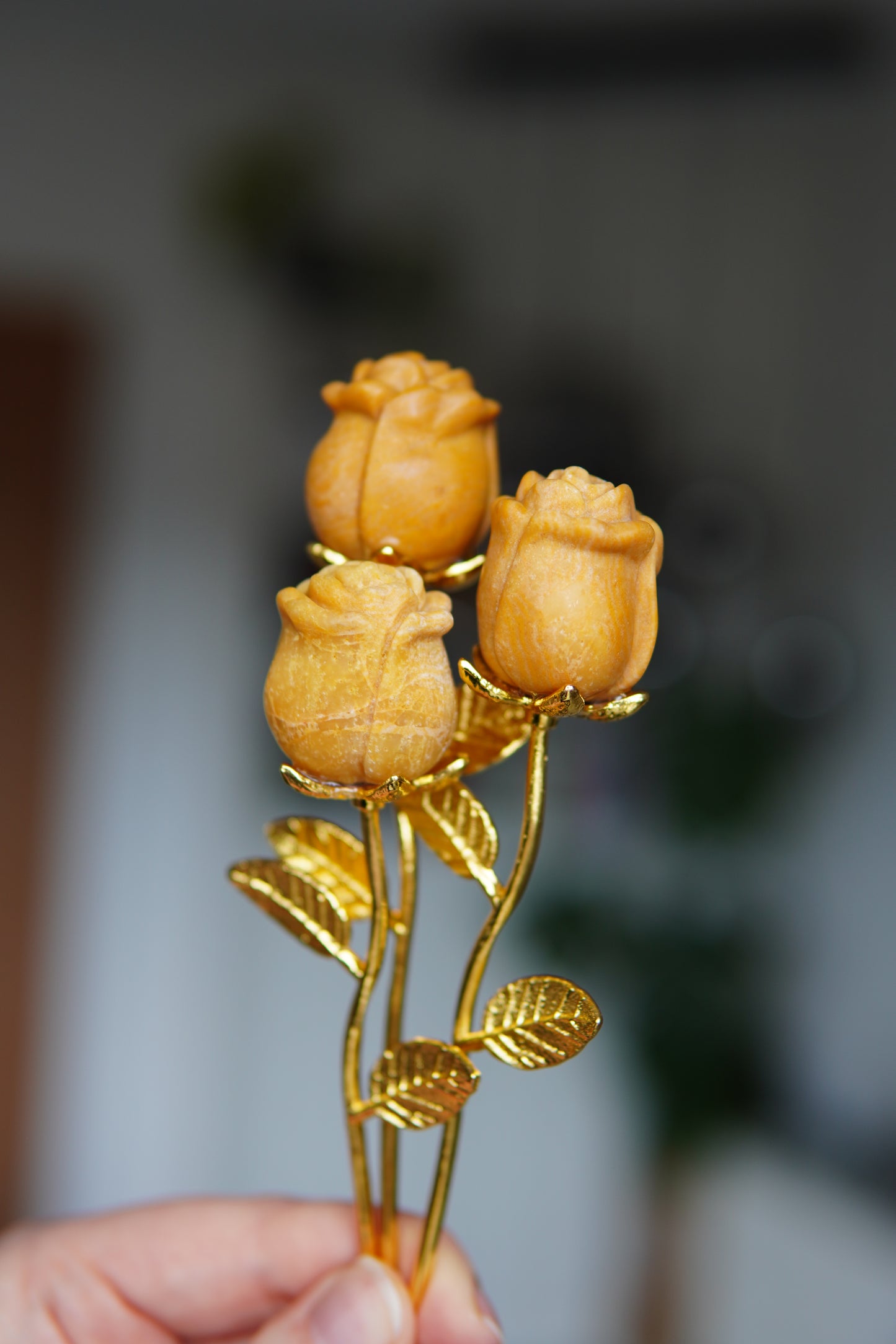 Rosenstrauß_Edelsteine_Edelsteinrosen_Aventurin Orange