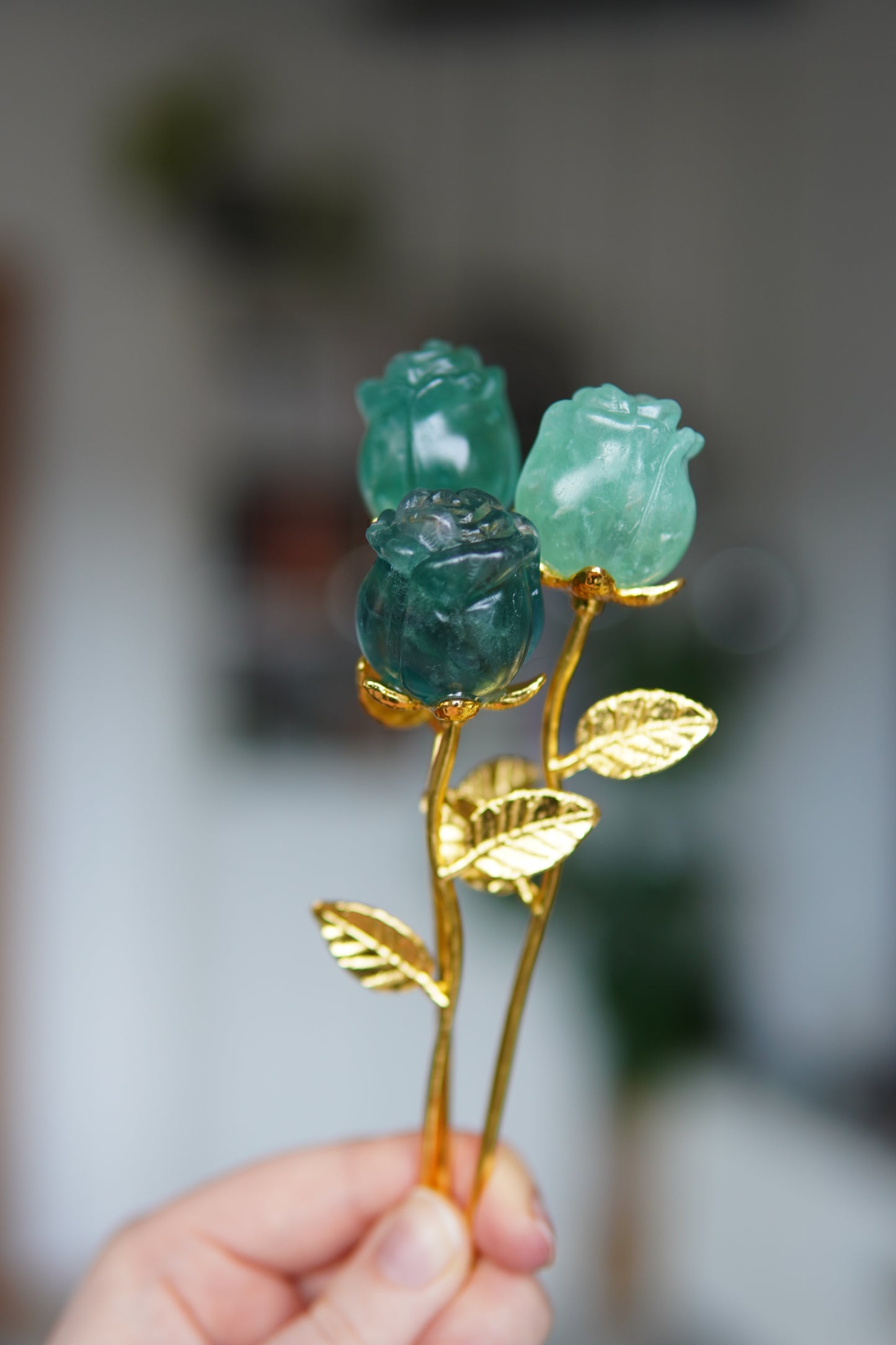 Rosenstrauß_Edelsteine_Edelsteinrosen_Fluorit Grün