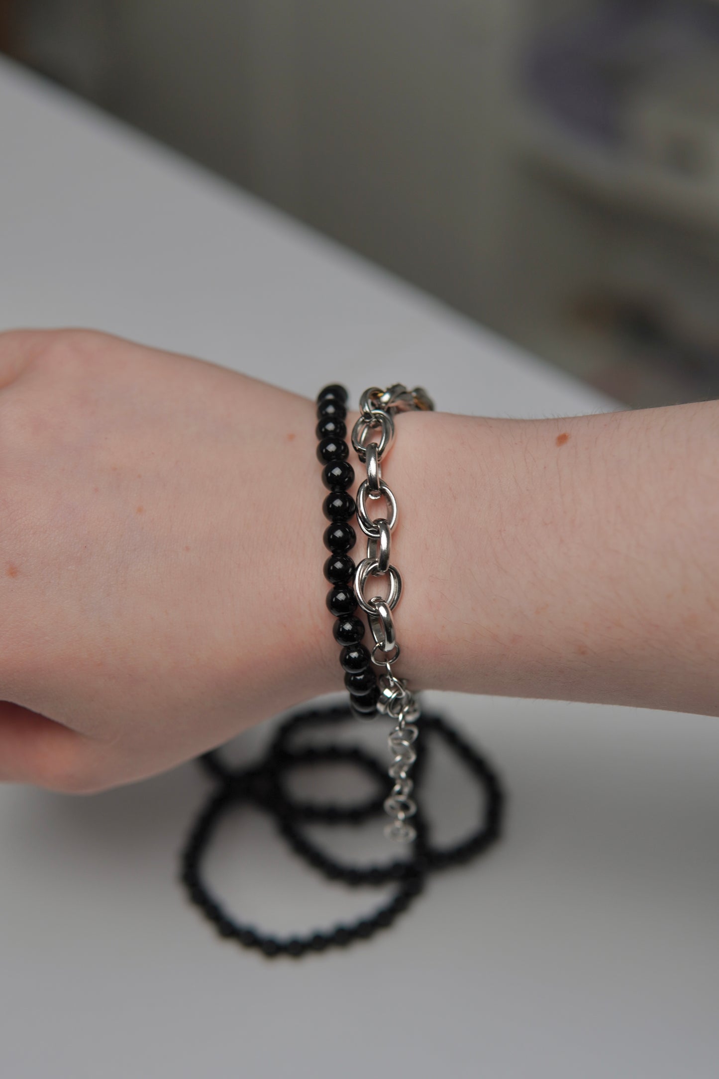 Kugelarmband Obsidian Medium