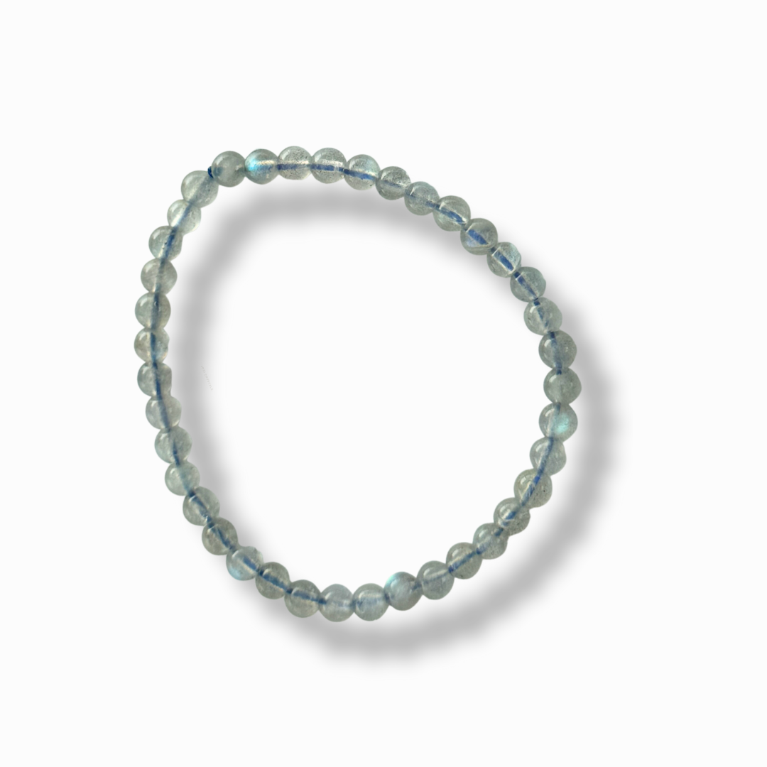 Kugelarmband mit polierten leicht blauschimmernden Labradoritperlen.